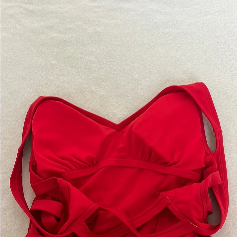 Classic Red One-Piece Swimsuit with Side Strap Detail